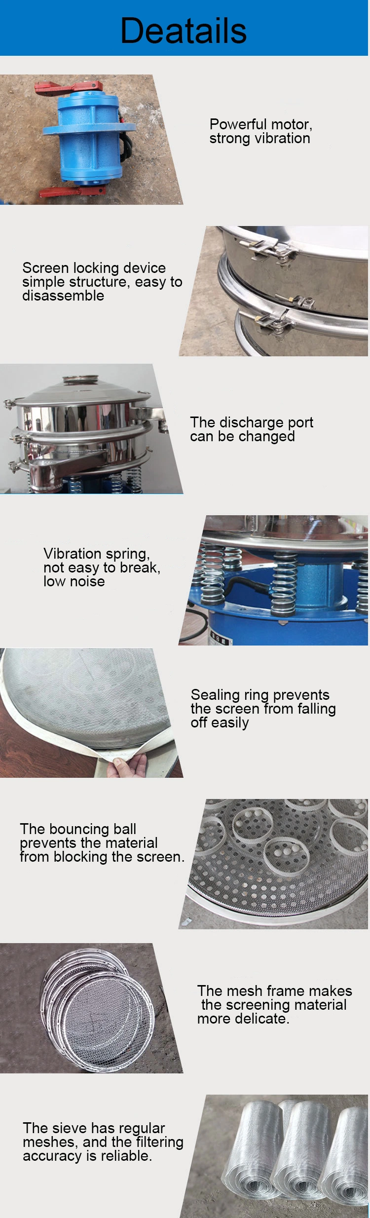 Rotary Food Vibrating Sieve Round Tumbler Swing Screen Powder Tumbler Vibrating Screen Flour Tumbler Sifter Machine